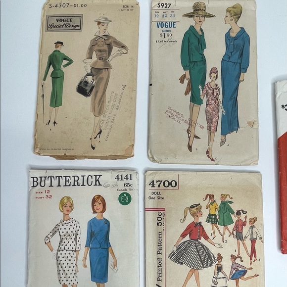5 Vintage Clothing Patterns (40’s-70’s) Vogue Butternick Simplicity - Picture 3 of 9